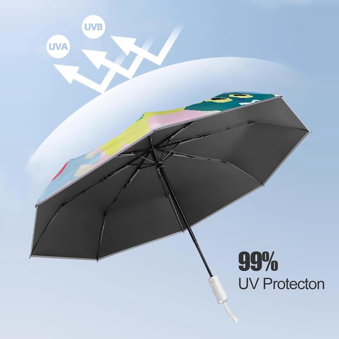 Sun Umbrella UV protection UPF 50+ Compact Portable travel Parasol Auto Open Close Windproof and Waterproof Folding Sun and Rain Small Umbrella For Walking