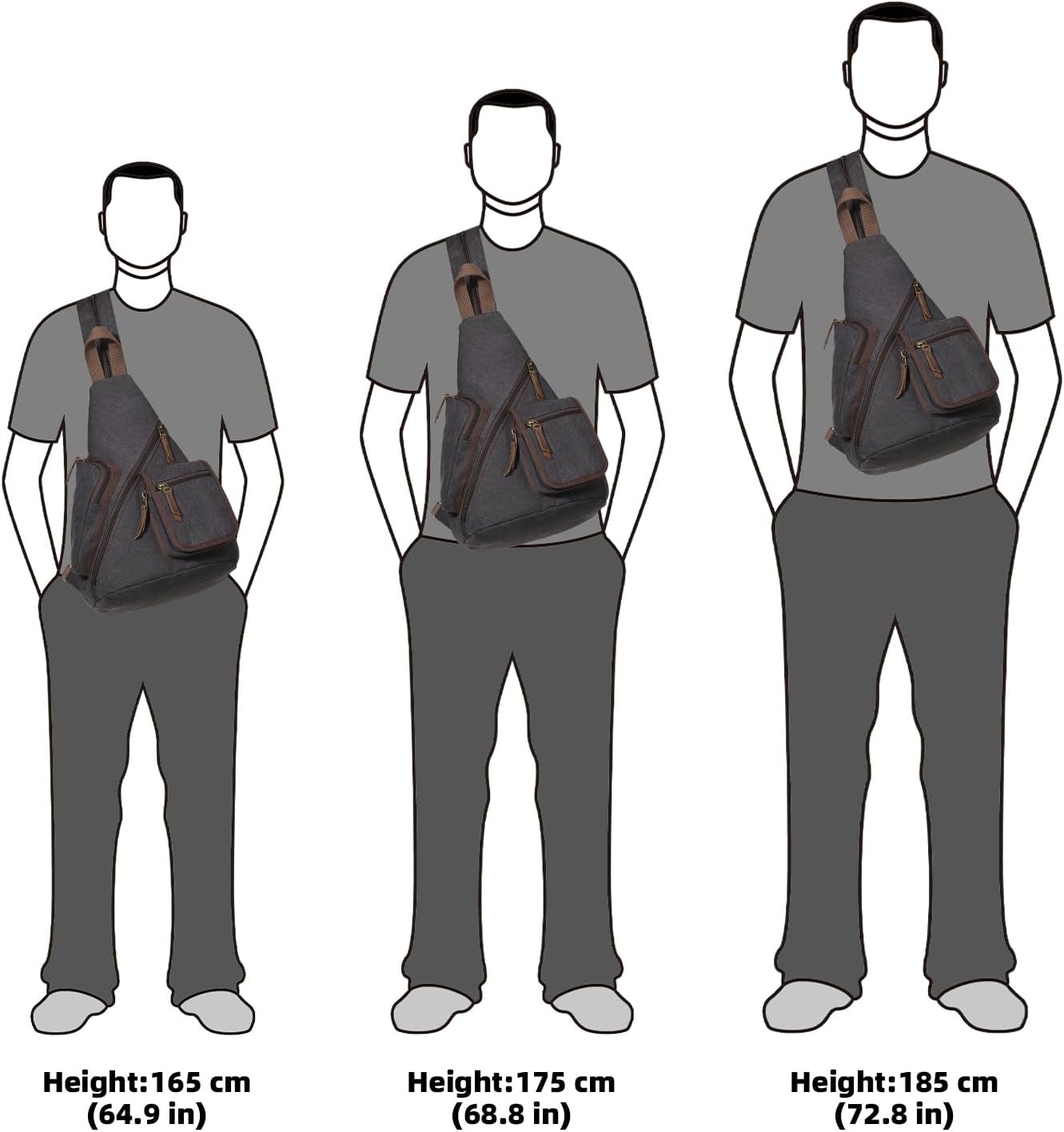 KL928 Canvas Sling Bag - Casual Crossbody Shoulder Daypack Rucksack Backpack for Men Women, Black