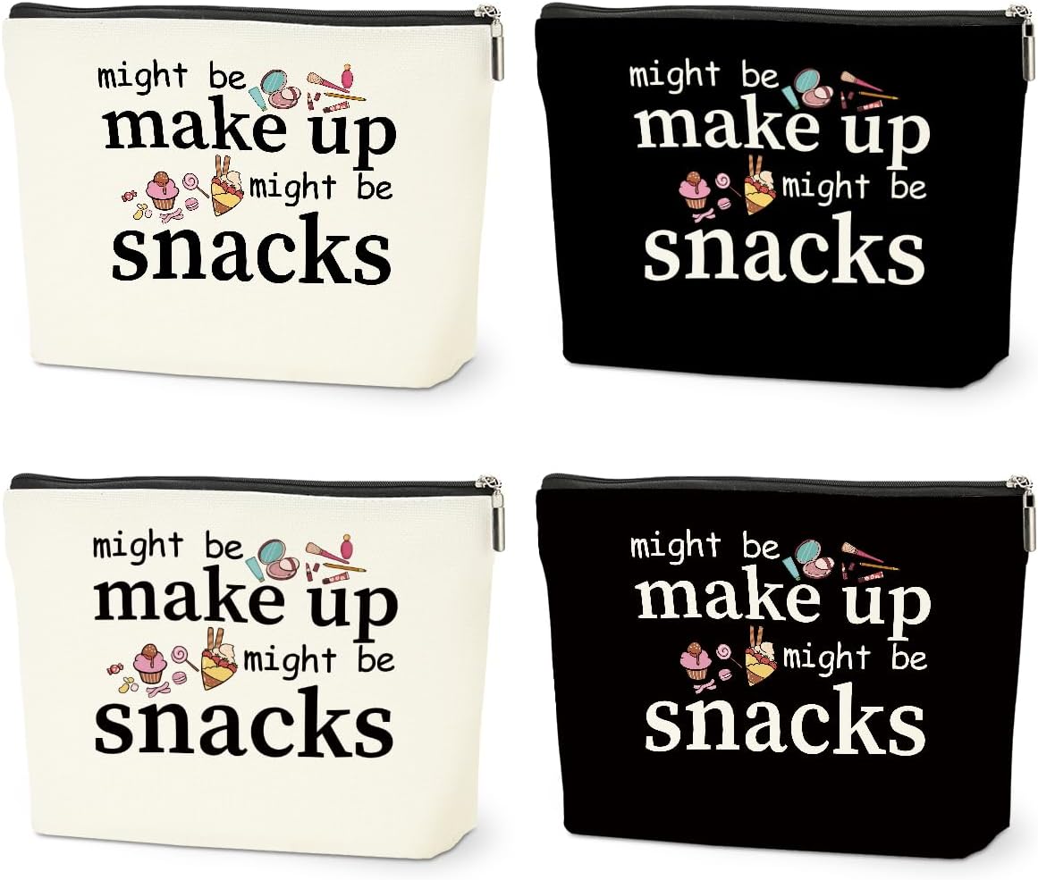 4 PCS Friend Gifts for Women Makeup Bag, Snack Bags, Funny Gifts Cosmetic Bags, Sister Birthday Christmas Graduation Friendship Gift for Daughter from Mom - might be makeup might be snacks