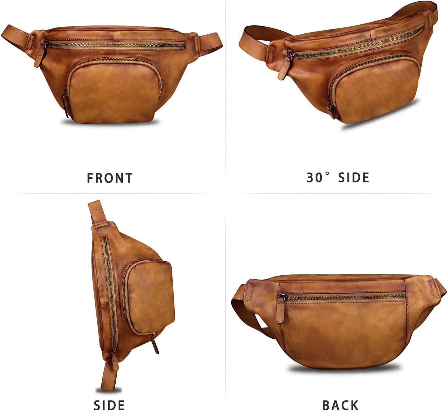 Genuine Leather Fanny Pack for Women and Men Vintage Real Leather Sling Bag Crossbody Bag Fashion Waist Bag Chest Purse (Brown)