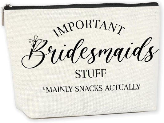 Bridesmaids Gifts for Wedding Day Wedding Shower Gifts Marriage Gifts Bridal Party Gifts Makeup Bag Cosmetic Bag for Women Female Lady Friend Coworker Bachelorette Party Wedding Gift Ideas