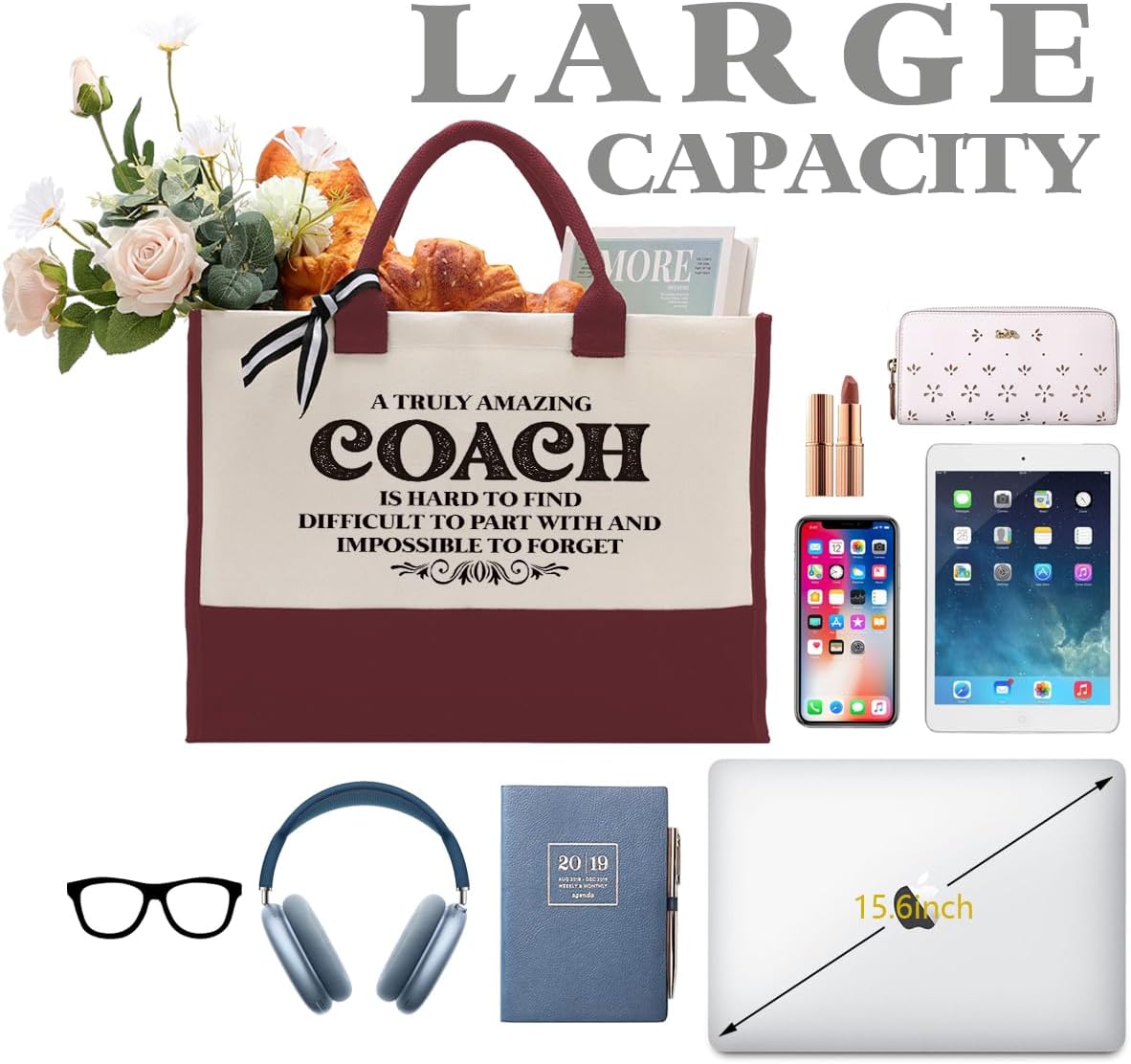 Cotton Canvas Tote Bag for Women, Canvas Tote Bag for Gifting, Tote Bag Gift for Coach, Farewell Gift for Coach, Beach Canvas Tote, Coach Thank You Gift, A Truly Amazing Coach is Hard To Find A1