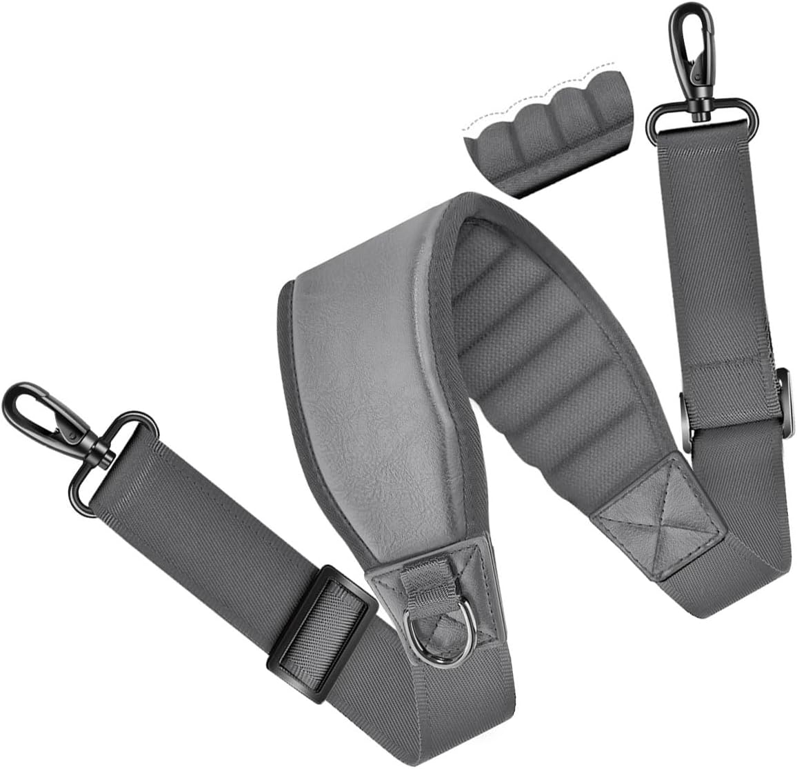 ZINMARK Shoulder Strap 59" with Fixed Pad and Dual Balance Buckles and Swivel Metal Hooks for Laptop Bag and Most Bag