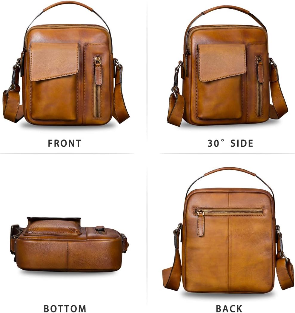 Genuine Leather Purses and Shoulder Bag for Men Vintage Real Leather Messenger Bag Handbag Crossbody Satchel Purse Strap