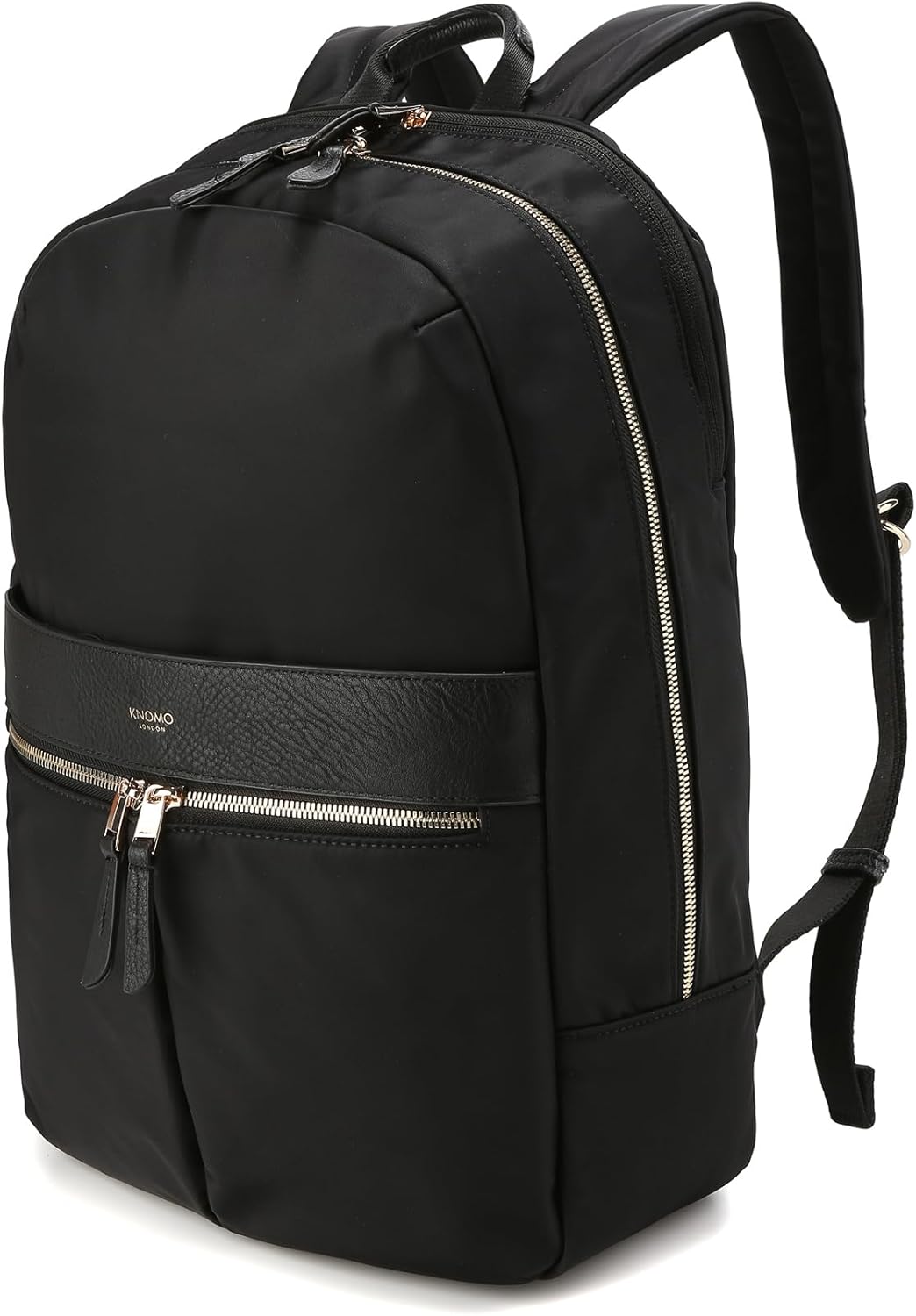 KNOMO Beaufort 15.6" Laptop Backpack Work Bag Purse for Women Large Travel Rucksack with Golden Zip, Black