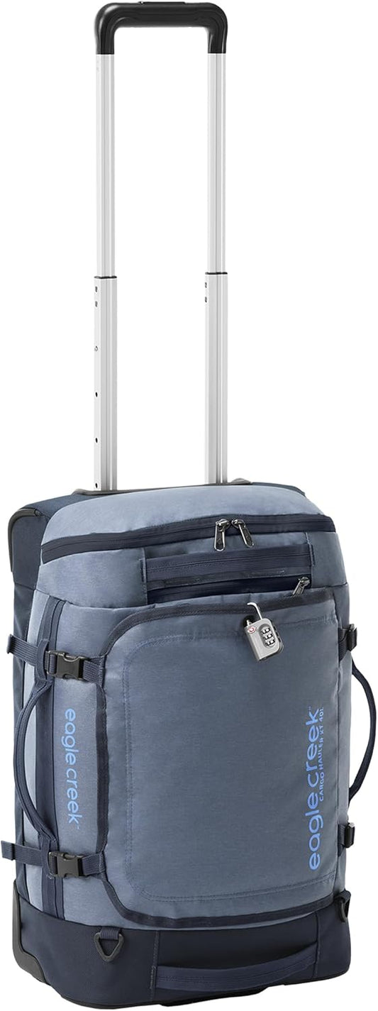 Eagle Creek Cargo Hauler XT Wheeled Duffel - Wheeled Backpack Duffel - Deployable Backpack Straps - Lockable U-Lid & Easy Access Compartment - Glacier Blue
