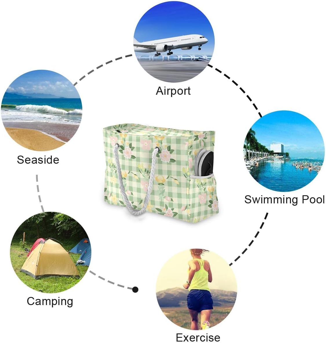 senya Large Beach Bags Totes Swim Canvas Tote Shoulder Bag Water Resistant Bags for Gym Travel Daily