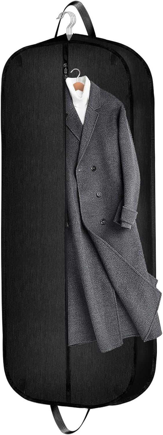 60 Inch Heavy Duty Tear Resistance Wedding Dress Bag for Wedding Travel, Waterproof Dress Cover for Closet Wardrobe. Garment Bag for Gowns, Tuxedos, Dress, Long Coats. Darkgrey, 60 Inch.