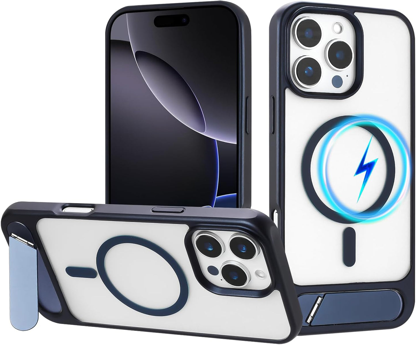Tikoo Strong Magnetic for iPhone 16 Pro Max Case with Magsafe and Built-in Invisible Kickstand Slim Translucent Matte Military Grade Protective Phone Case for iPhone 16 Pro Max 6.9