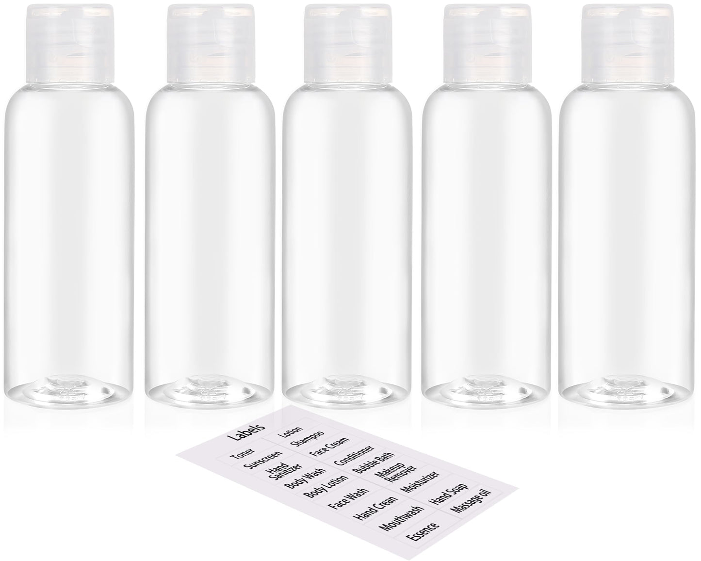 DNSEN 5 Pack 3.4oz Empty Plastic Travel Bottles for Toiletries TSA Approved Leak Proof Squeezable