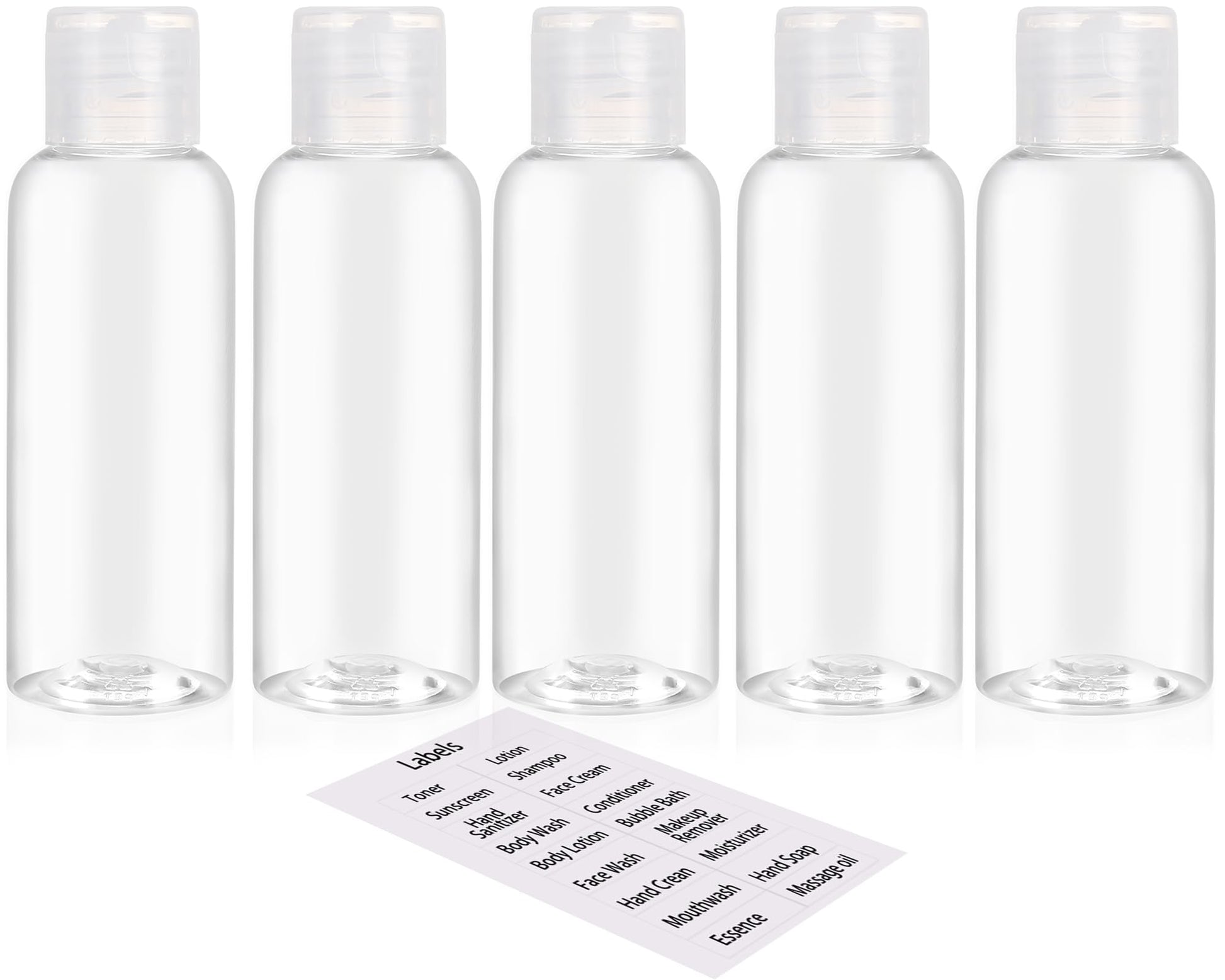 DNSEN 5 Pack 3.4oz Empty Plastic Travel Bottles for Toiletries TSA Approved Leak Proof Squeezable