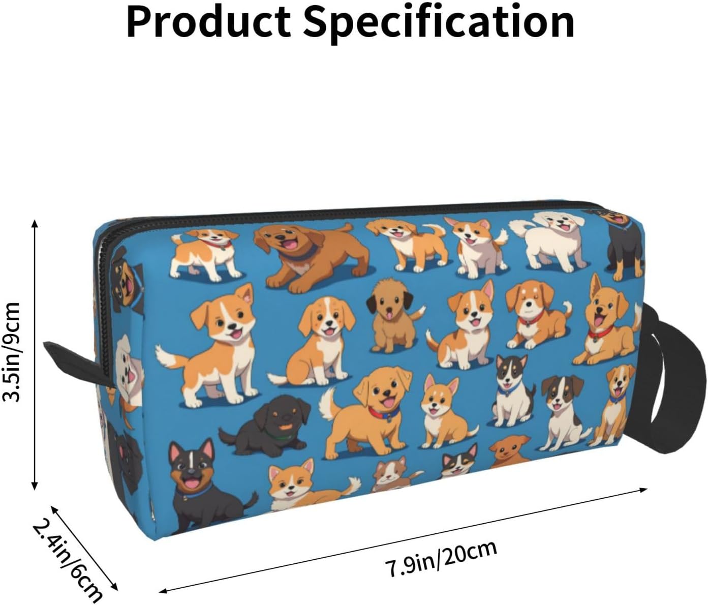 Adorable Dogs Makeup Bag Small Compact & Durable Puppy Travel Cosmetic Bag Organizer Oxford Fabric Multi-Purpose Storage Perfect for Travel, Gym, Daily Use