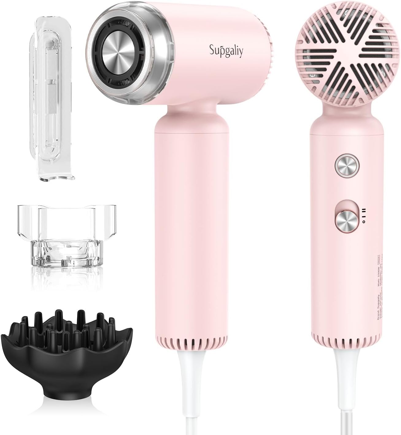 Hair Dryer - Mini HairDryer, Ionic High-Speed Motor for Fast Drying, Portable Lightweight Blow Dryer, Quiet Blowdryer with Magnetic Curly Diffuser & Concentrator for Home Travel ONLY 110V