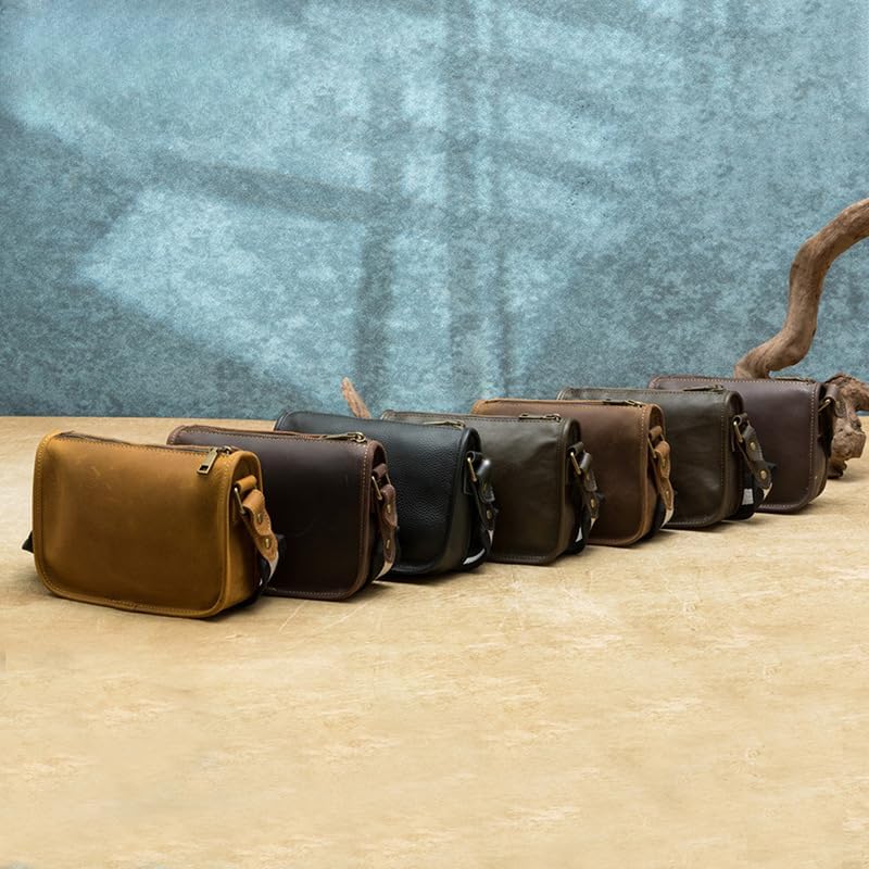 Genuine Leather Vintage Shoulder Bag Crossbody Small Messenger Bag for Men Women Casual Daily Travel Use