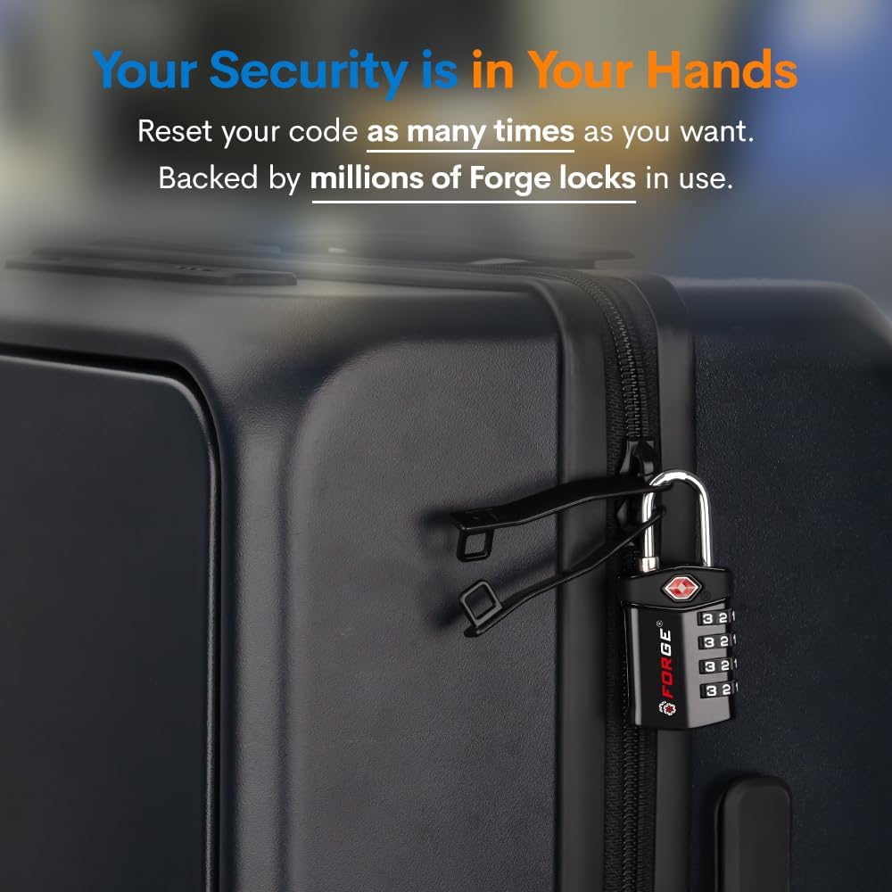 Forge TSA Approved Luggage Locks for Air Travel, Gym Lockers, School Lockers, Pelican Cases, Easy