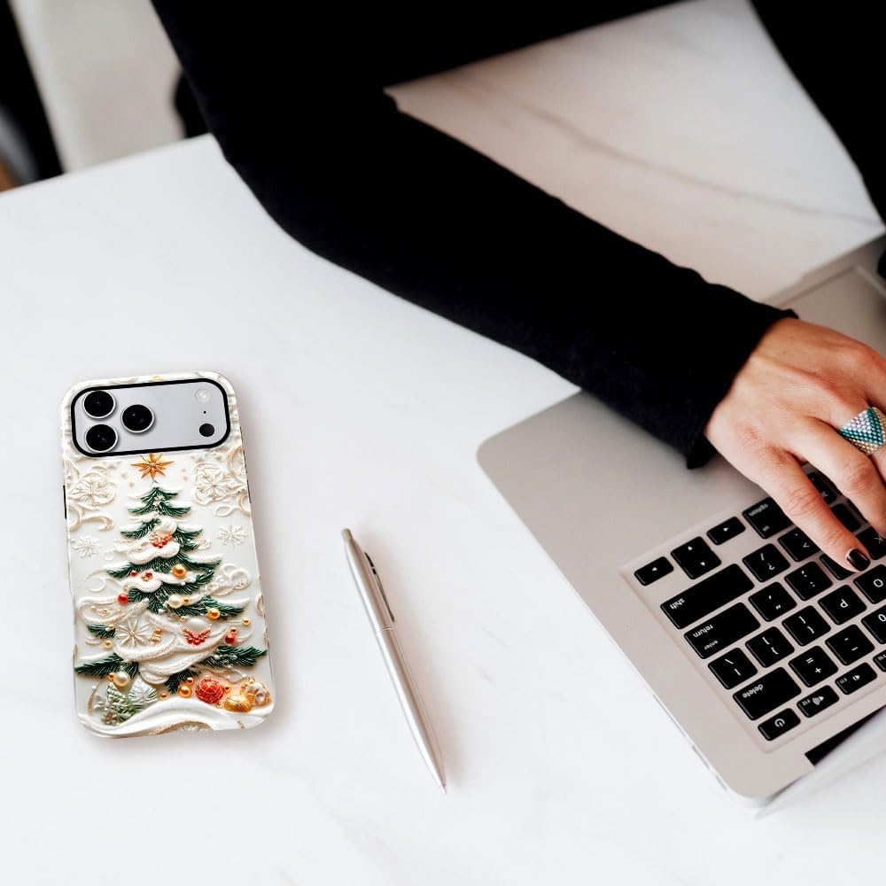 Case for iPhone 17 Pro Max - Slim Fit Anti-Scratch Phone Case for Girl Women - Christmas Tree Stained Glass (Glossy)