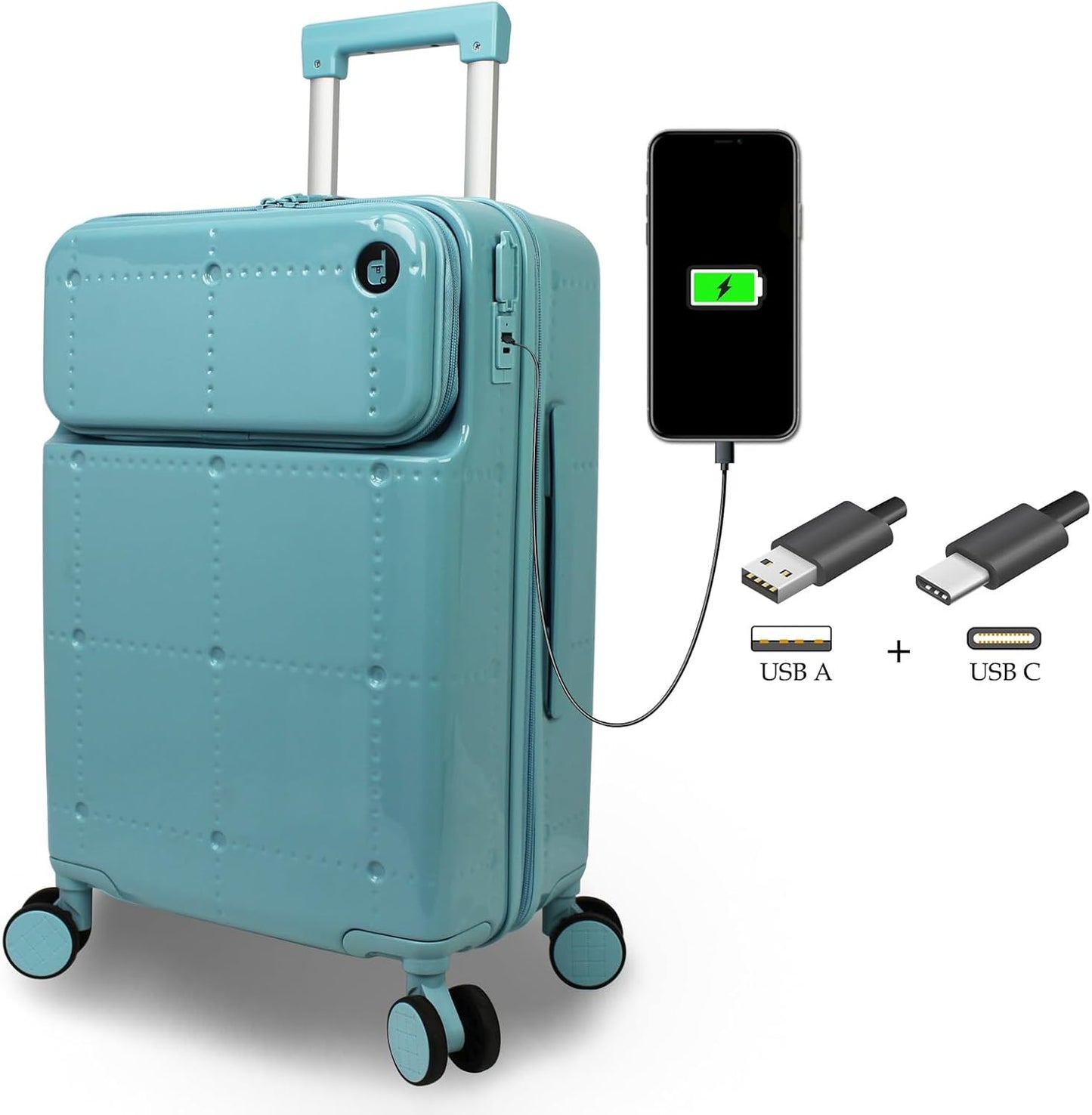 World Traveler Dejuno Smart 20-Inch Carry-On Luggage with USB Ports - Glacier