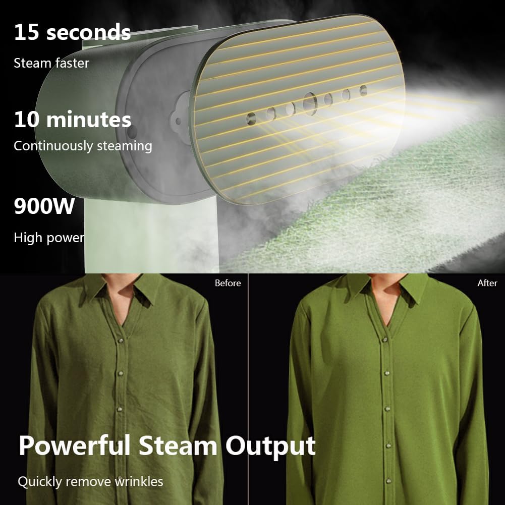 G6 2-in-1 Portable Steamer for Clothes and Iron for Clothes, Just 0.7lbs Lightly, 10 Minutes of Continuous Steam, 900W Light Steamer for travel and home (yellow)