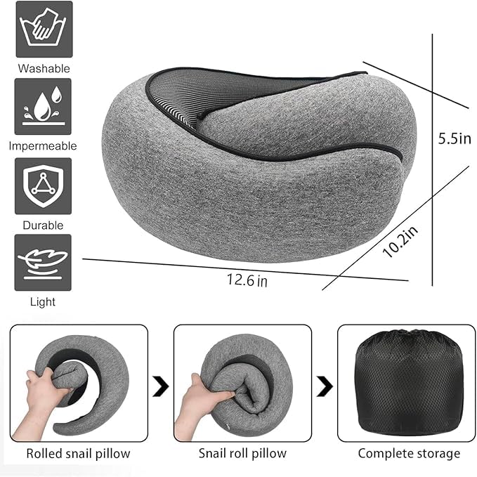 SZXYX Travel Pillows - 100% Pure Memory Foam Neck Pillow for Airplanes, Comfortable Breathable