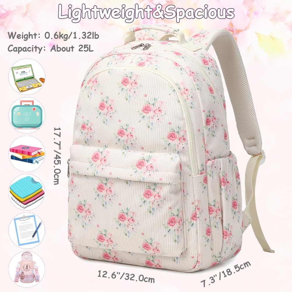 Meisohua Backpack for Girls School Bookbag for Kids Teens 17 inch Laptop Backpack for Women Large Corduroy Book Bag Travel Backpack with Anti-Theft Pocket