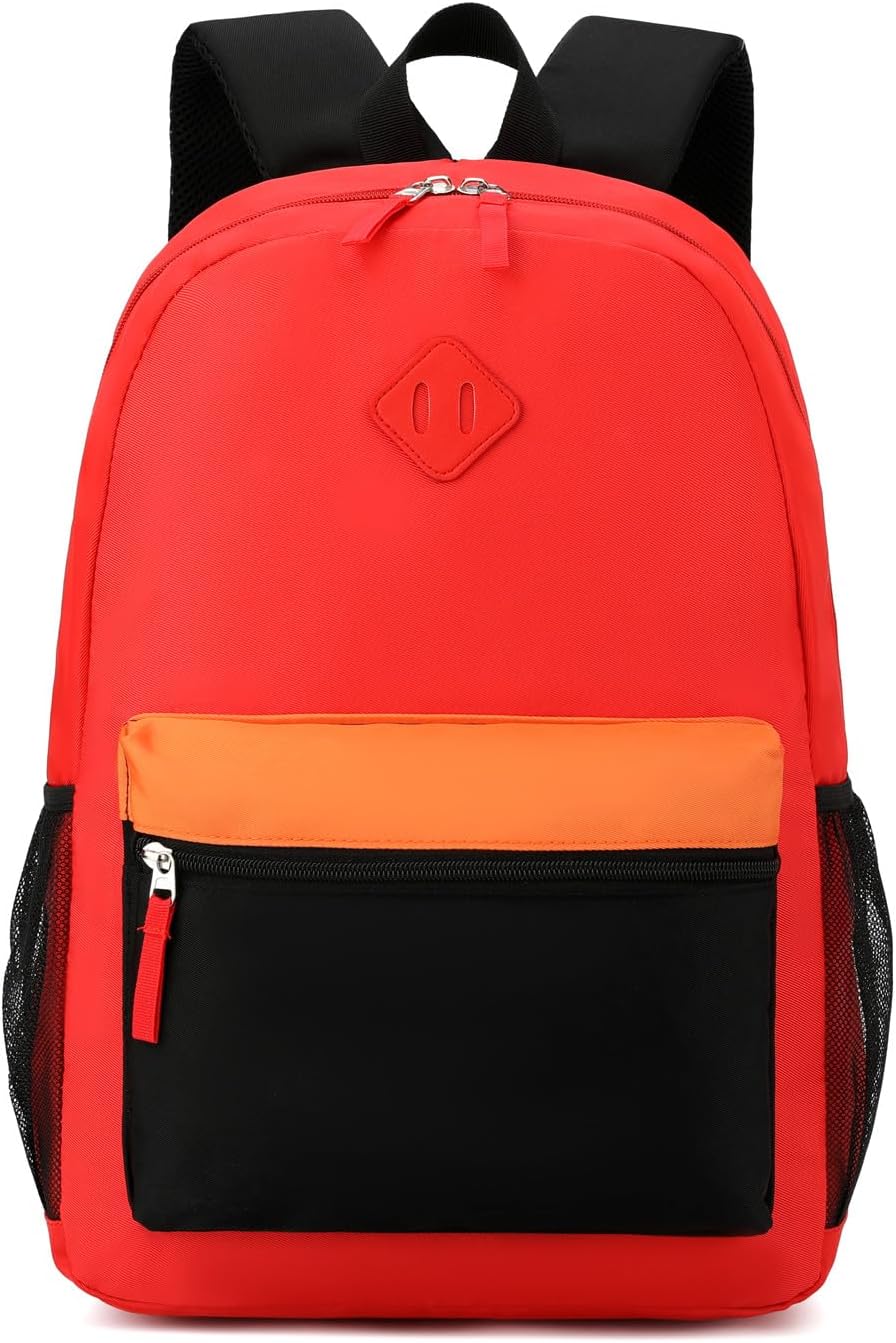Toddler Backpack, Preschool Backpack for Kids Boys and Girls Kindergarten Preschool Bookbag with Chest Buckle 3-6 Years (Red Black, Medium-15inch)
