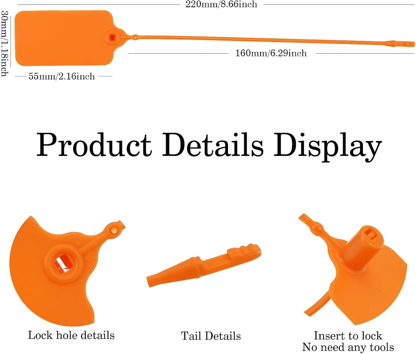 50pcs Luggage Tags Plastic Seals Shipping Label Logistics Use Sign Tie, Sealing Storage Multi Purpose Name ID Tag with Marker for Backpack, Schoolbag, Car Key (Orange)