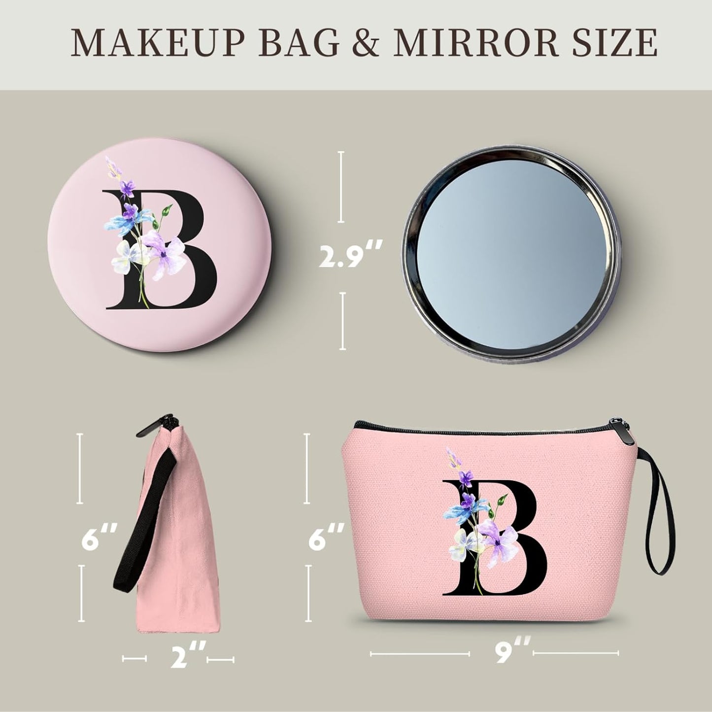 Birthday Inspirational Bridesmaid Proposal Team Small Gifts for Women Mom Aunt Teacher Sister Coworkers Makeup Cosmetic Bag Travel with Mirror Mothers Day Christmas Graduation B