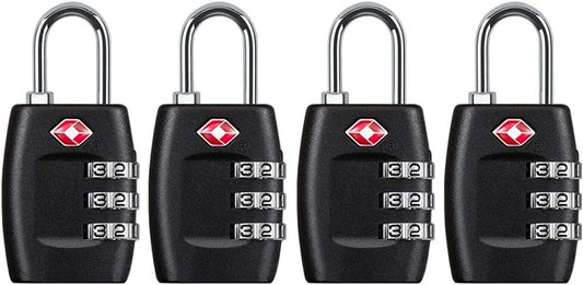 TSA Approved Luggage Lock,3 Digit Small Combination Padlock for Travel Suitcase (Black)