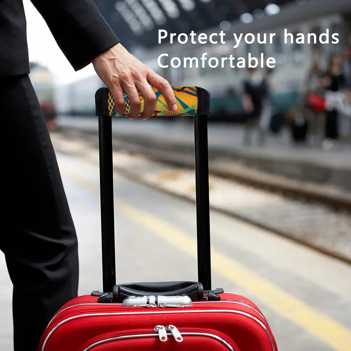 HEYSKAY 3pcs Neoprene Luggage Handle Wrap for Suitcase Identifier Travel Bag Wraps Luggage ID Tags Door Handle Sleeve Cover (Sportx3)