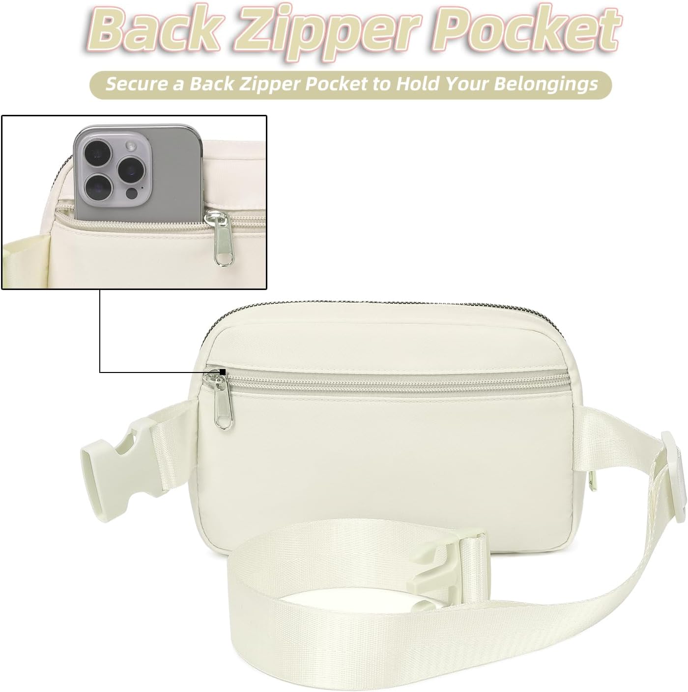 Belt Bag for Women, Cross Body Fanny Pack Fashion Waist Packs Everywhere Belt Bag with Adjustable Strap Gifts for Teen Girls Women Men (White)