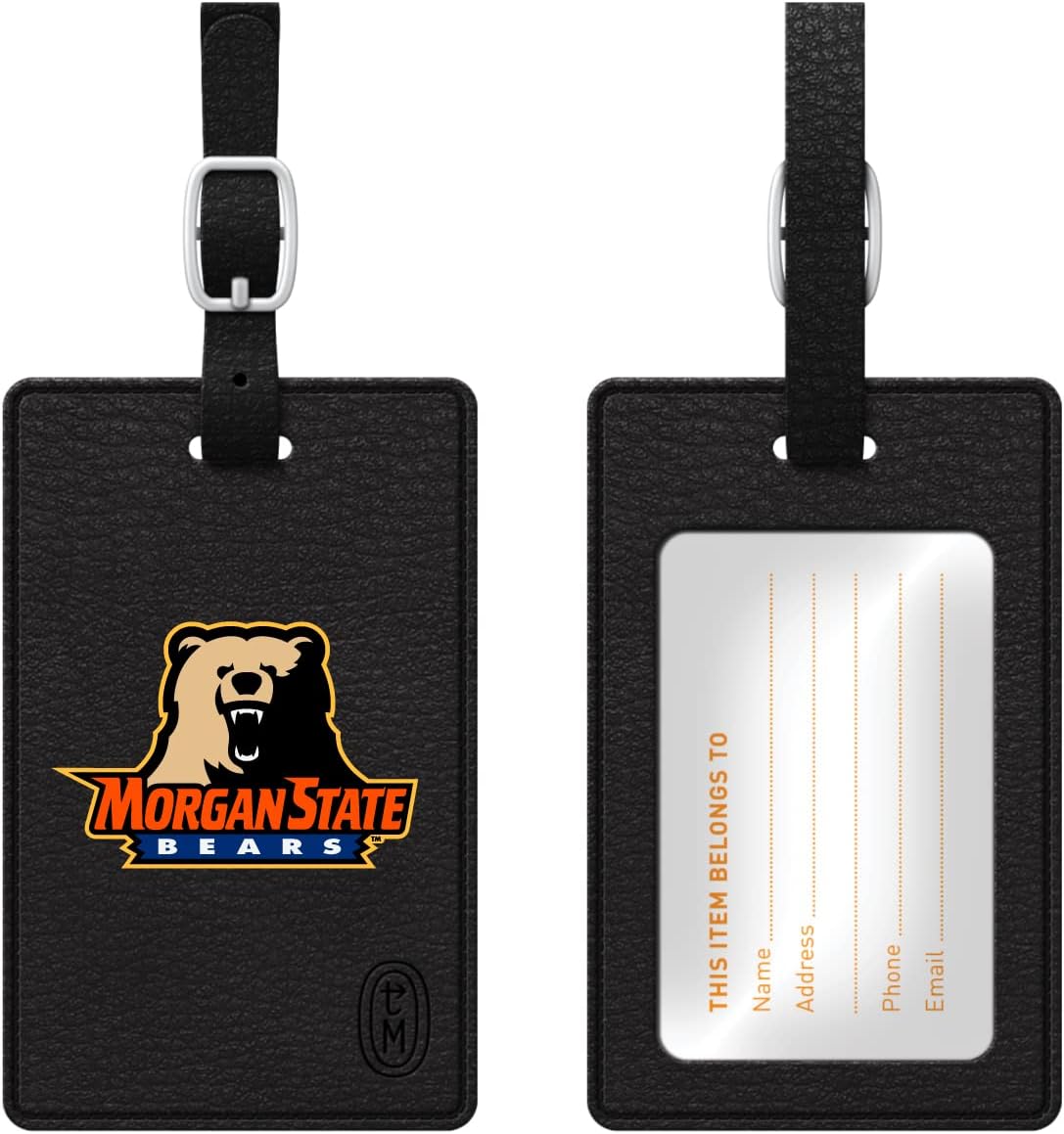 OTM Essentials Morgan State University Faux Leather Luggage Tag, Durable Travel Accessories with Adjustable Strap and ID Card, Classic