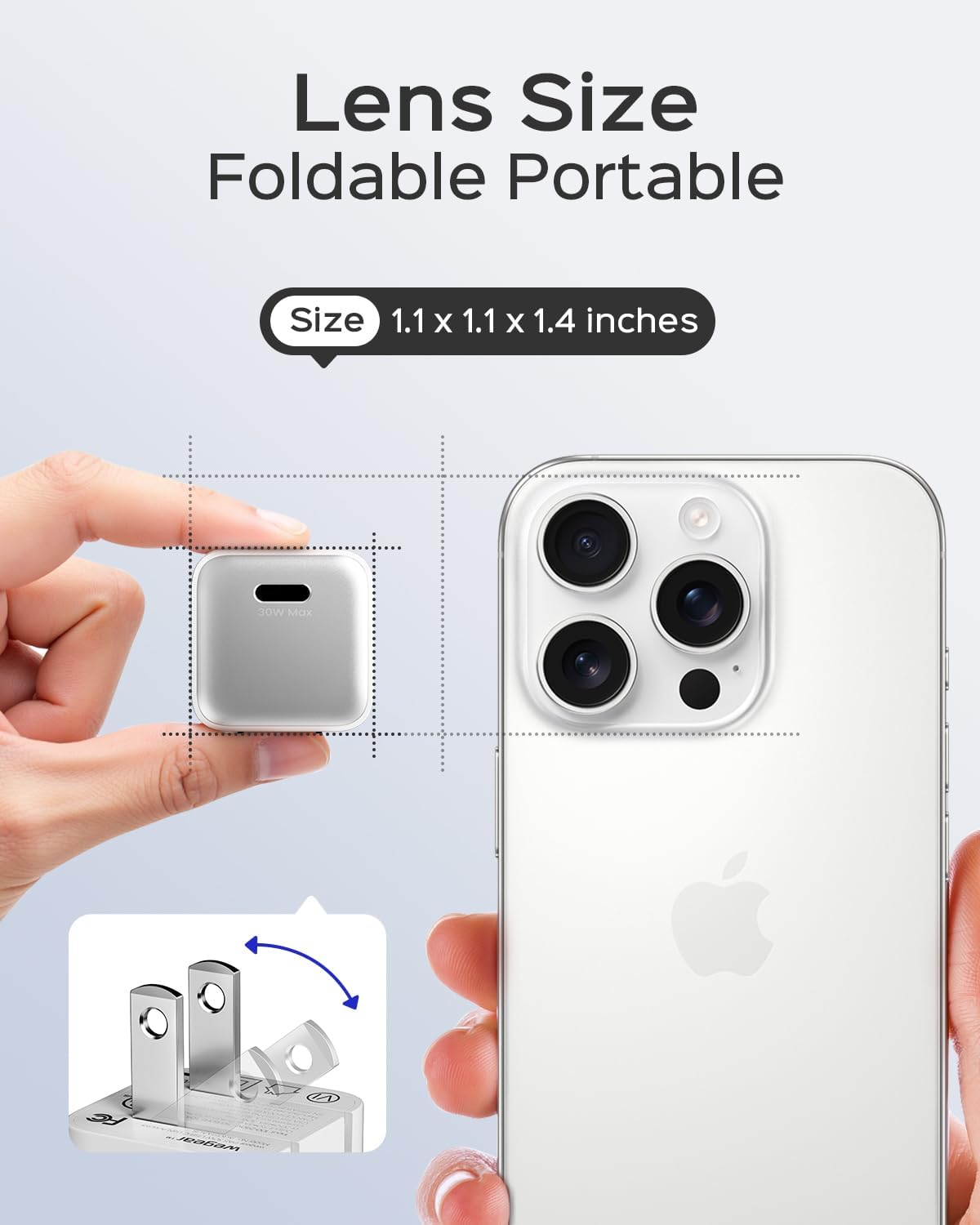 30W Compact Wall Charger, USB C Charger Block with GaN III Tech, PD3.0 PPS QC4.0 Fast Foldable Power Adapter for iPhone 16 15, Galaxy, Pixel, iPad, AirPods,MacBook Air