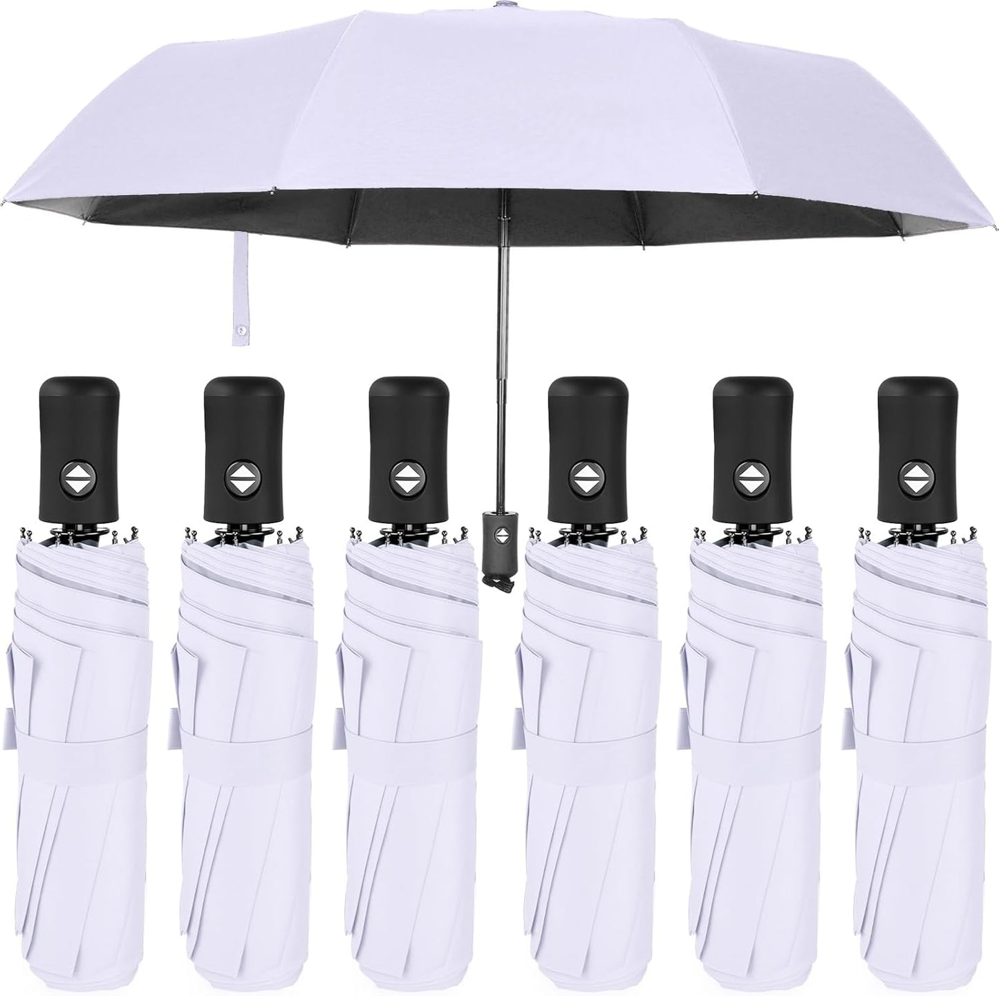 Jexine 6 Pcs Travel Compact Umbrella Automatic Open Close Windproof Small Light Backpack Purse Car Portable Collapsible Umbrella for Rain, Men Women