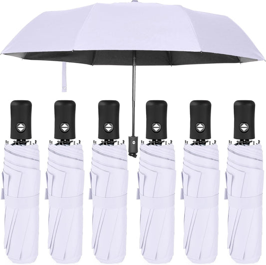 Jexine 6 Pcs Travel Compact Umbrella Automatic Open Close Windproof Small Light Backpack Purse Car Portable Collapsible Umbrella for Rain, Men Women