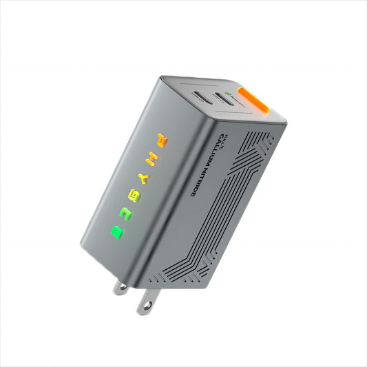 67W RGB Eco Fast Charger: 2-Port Type C Charger Compact Foldable Power Adapter for iPhone 11-17 Series, MacBook, Galaxy, iPad Pro, Apple Watch (Webb Gray)