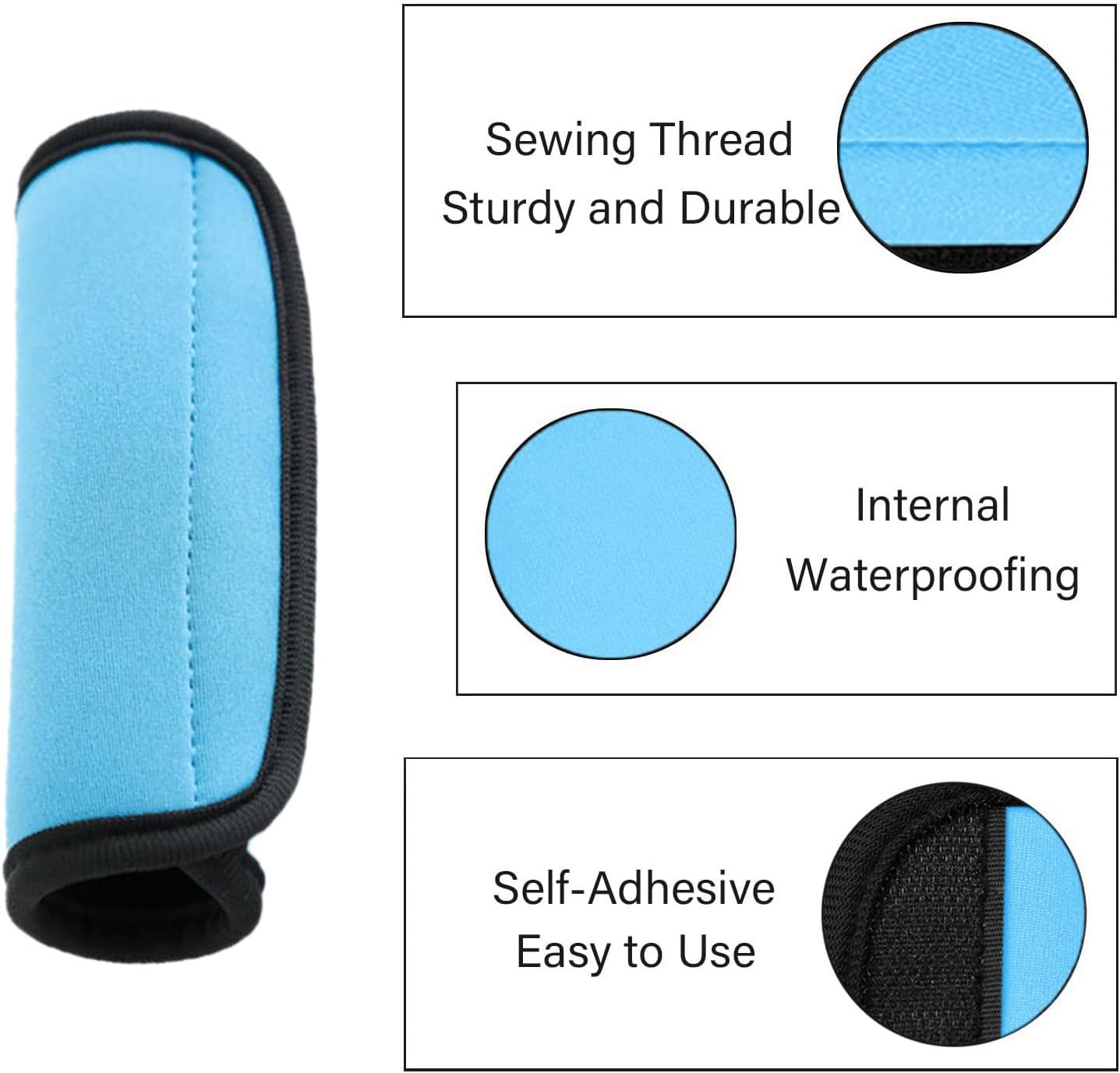 Luggage Handle Wraps, Soft Travel Bag Handle Cover, Padded Handle Grip, Suitcase Tags Identifiers for Travel Accessories, Blue, 2pcs