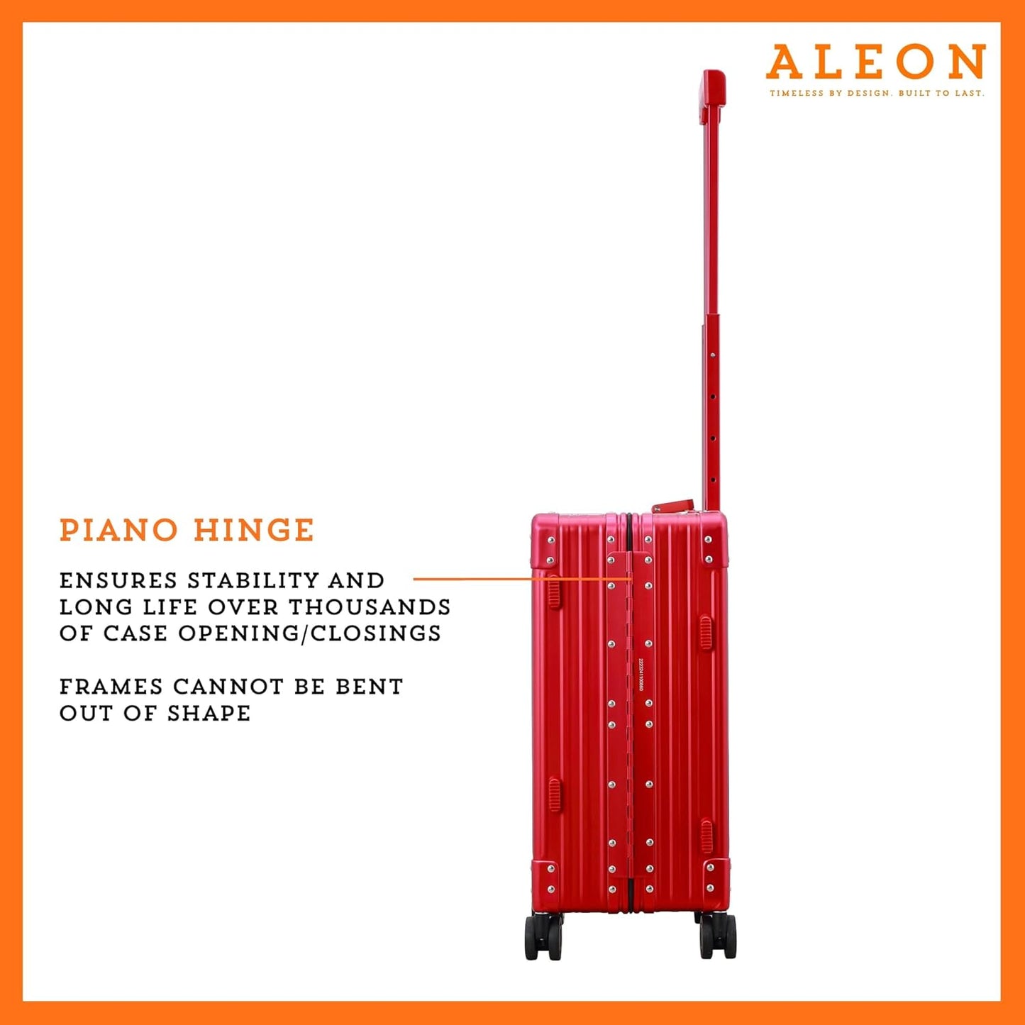 Aleon All Aluminum Lightweight Carry-On Luggage - Hardside Carry-On Suitcase, TSA Approved, Hard Shell Suitcase for Travel, Airline Approved 21 Inch Hard Spinner Wheels Luggage (Ruby)