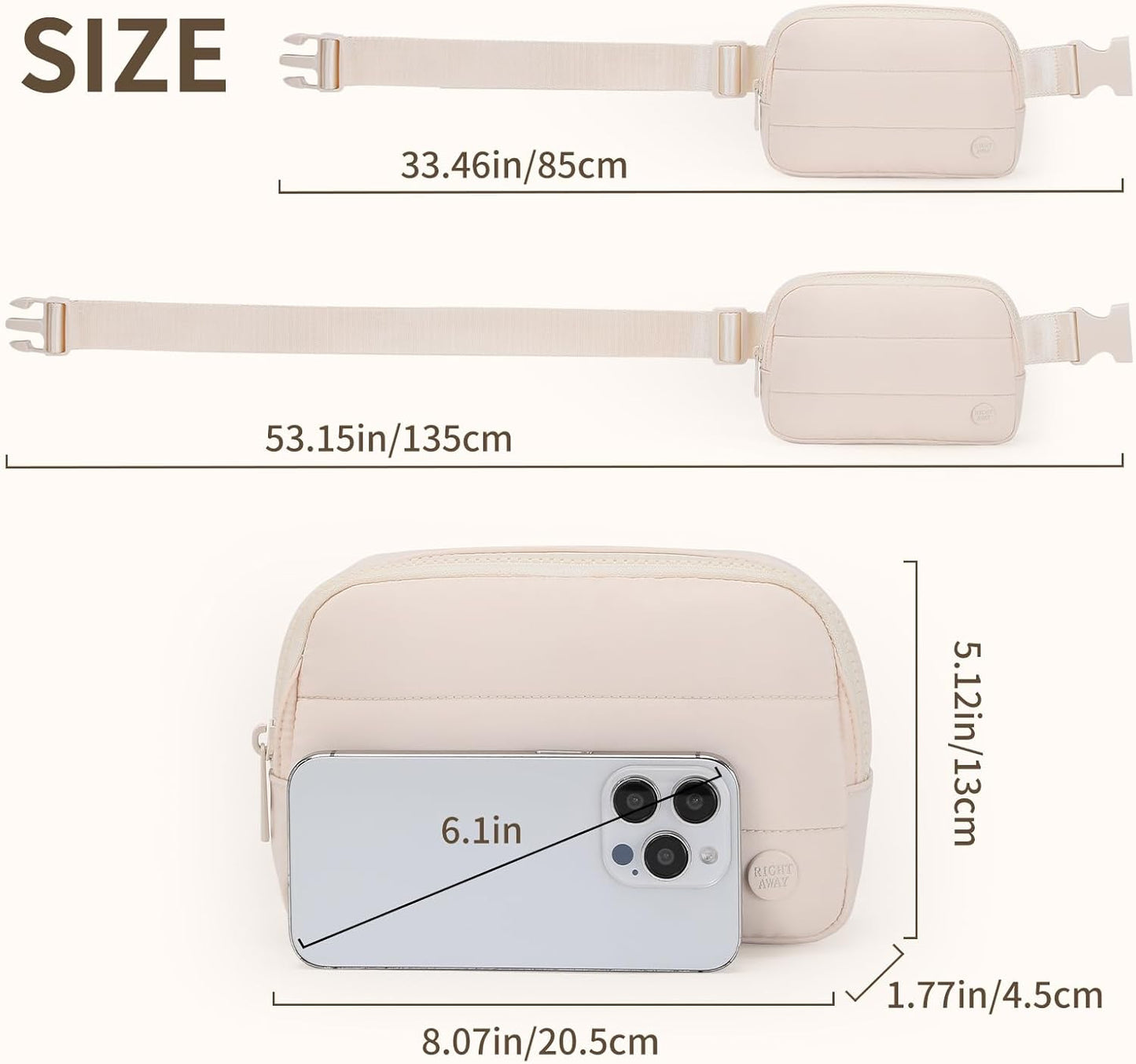 Fanny Packs for Women，Waterproof Belt Bag Bum Bags for Crossbody，Fashion Waist Packs with Adjustable Strap for Traveling, Hiking, Running（Beige）