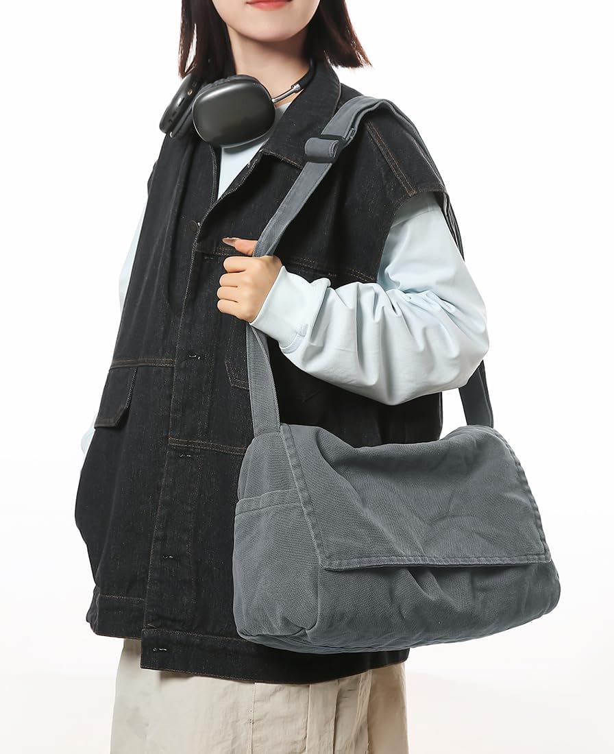 Collsants Messenger Bag for Women Men Satchel Bag Canvas Crossbody Shoulder Bag Casual Sling Bag