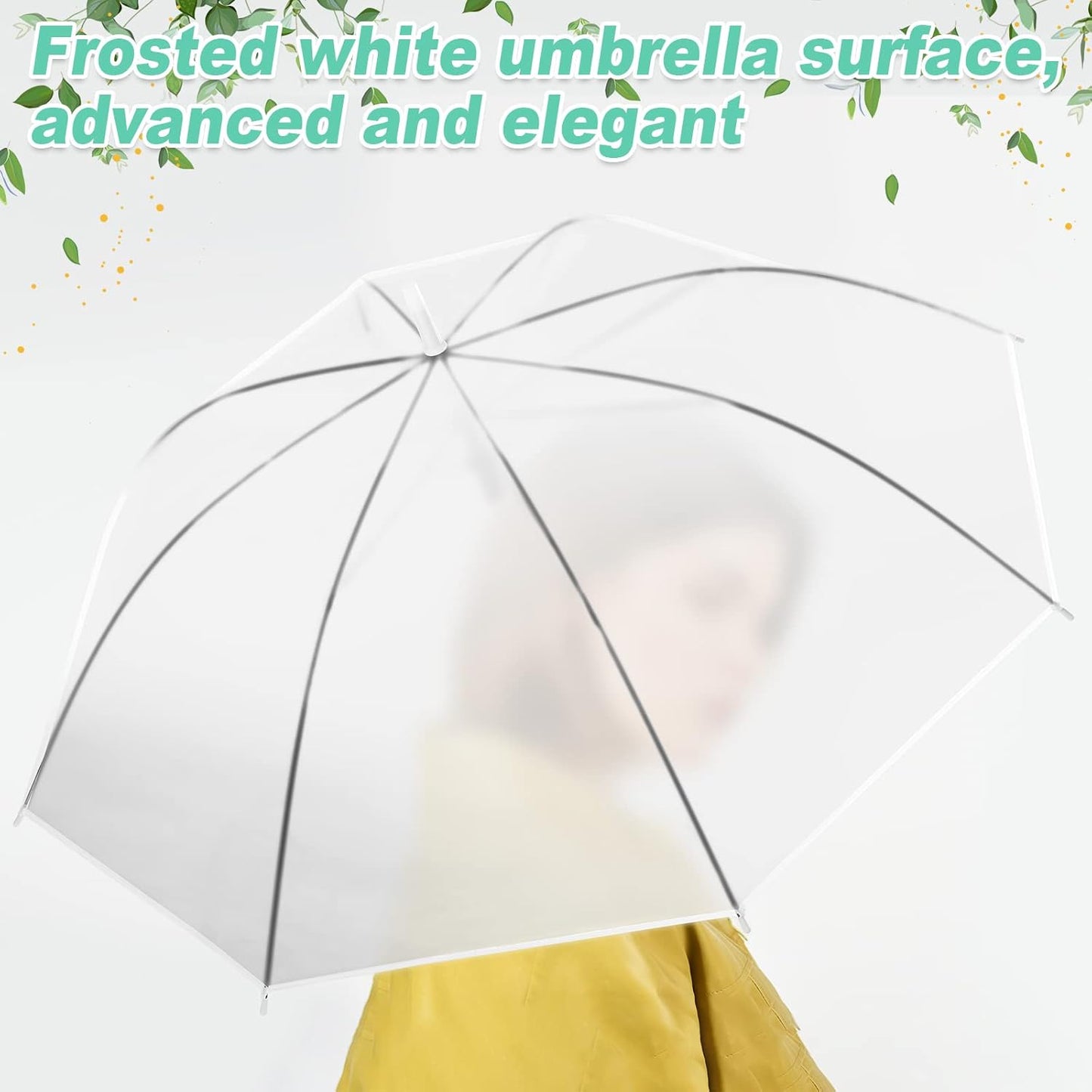 Reginary 30 Pieces Wedding Umbrellas Bulk Auto Open Stick Umbrellas with White European J Hook Handle Windproof Large Canopy Umbrella for Outdoor Wedding Bride Groom Photography Golf