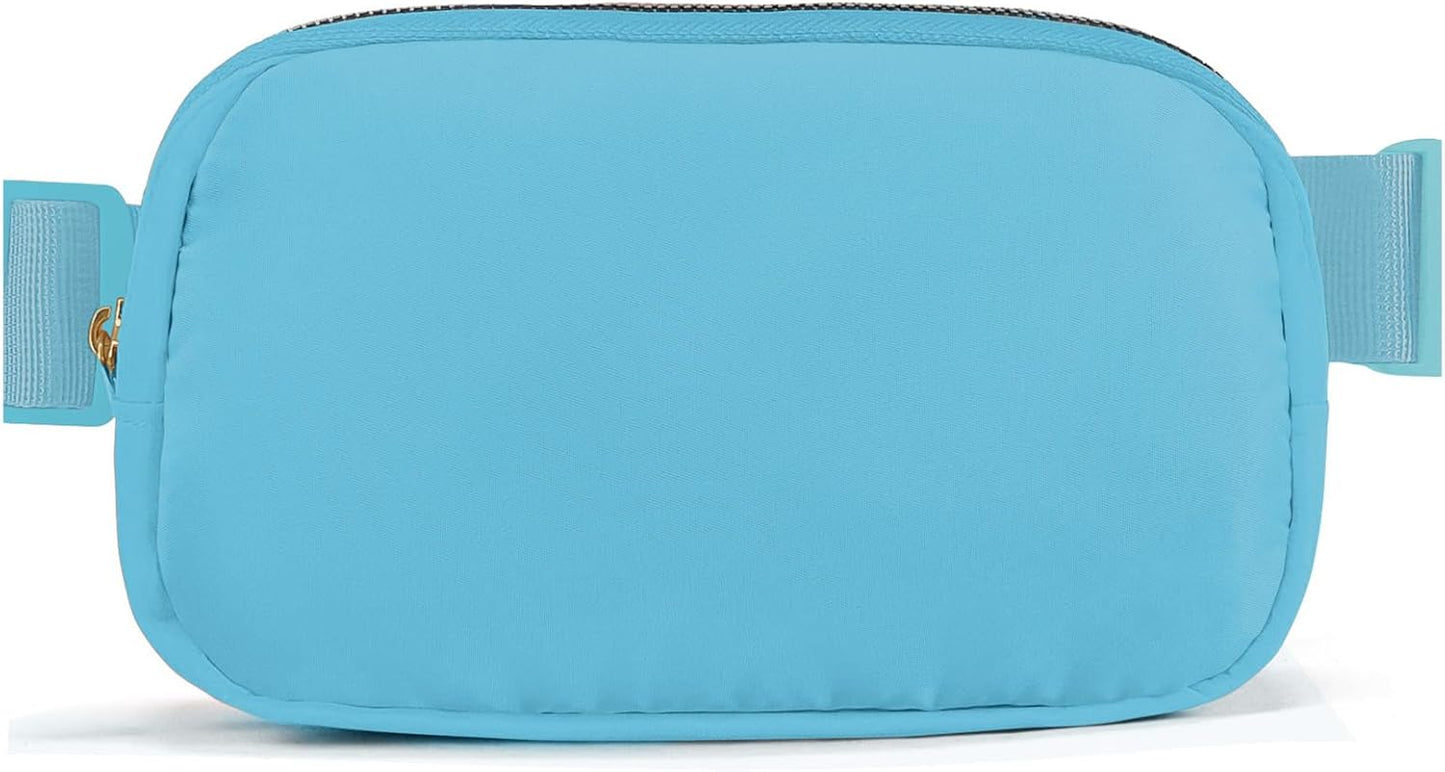 Belt Bag Zipper Fanny Pack Crossbody Bags for Women,Fashion Nylon Waist Packs, Water Repellent Two Way wear with Adjustable Strap Gifts for Teenage Girls Women Men (lake blue)