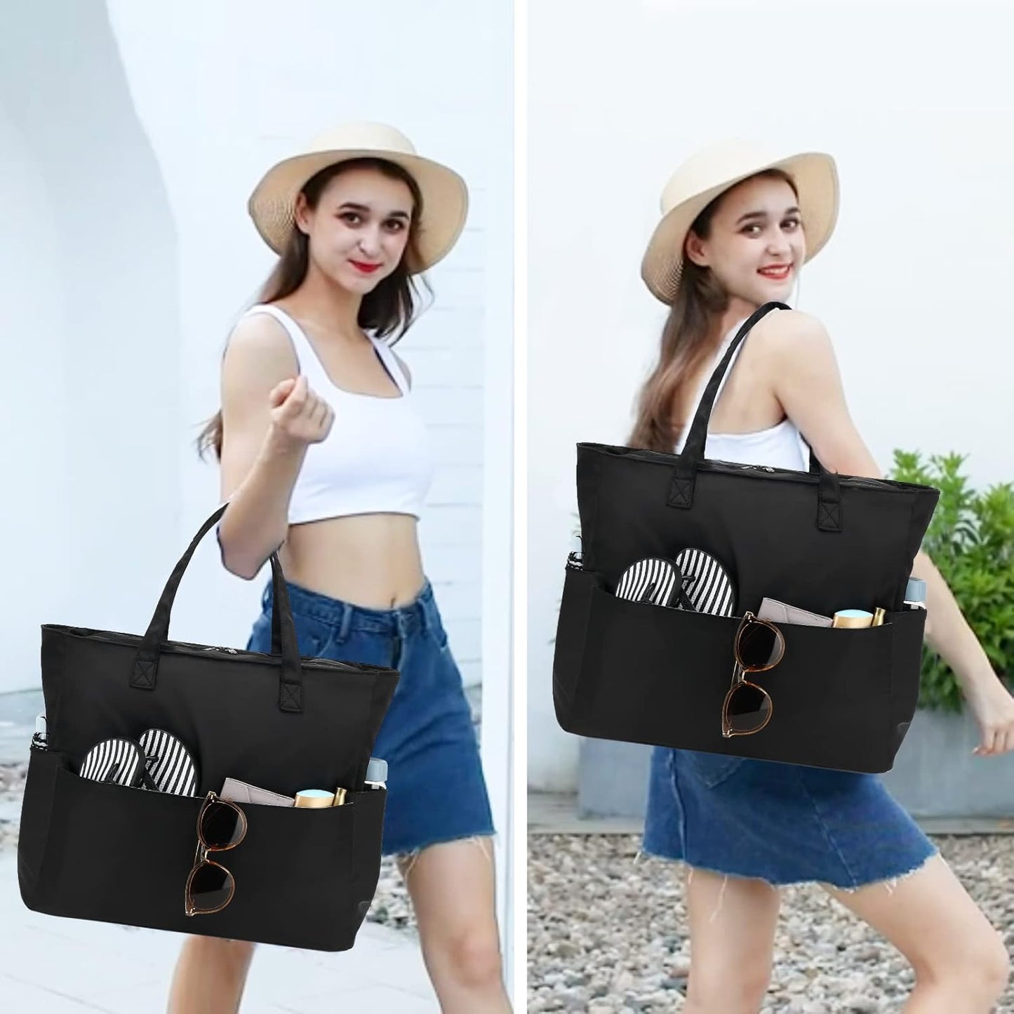 Bluboon Waterproof Beach Tote Pool Bags for Women Ladies Extra Large Carry On Bag With Wet Compartment for Weekender Travel