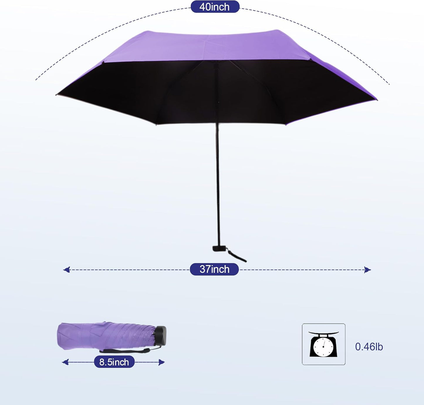 SoulRain 42" Travel Sun & rain Umbrella, Lightweight Windproof Umbrella, Portable Lightweight Compact Parasol with 99% UV Protection for women and men