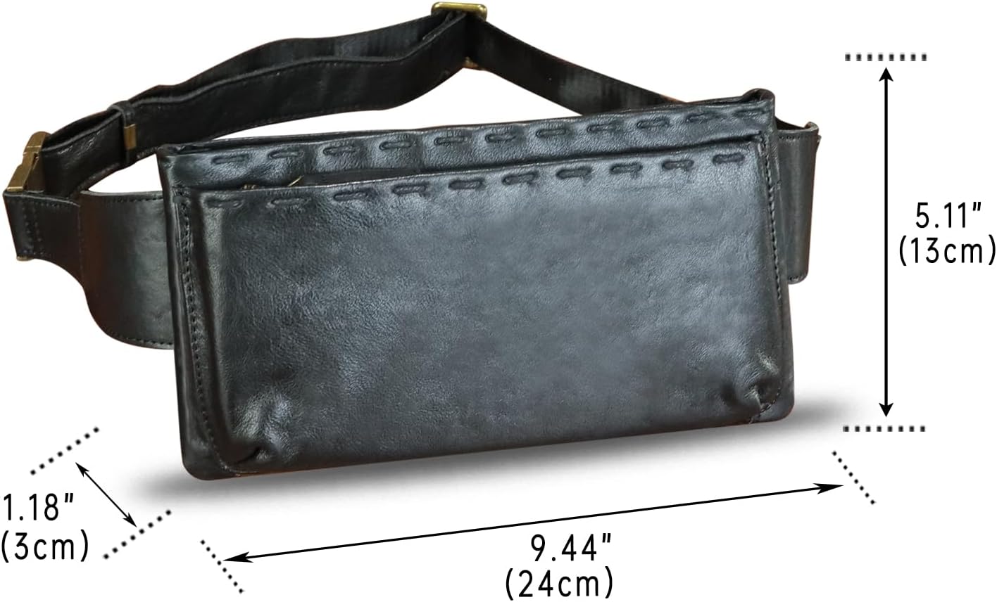 LRTO Genuine Leather Waist Bag Fanny Packs Hip Bag for Women and Men Real Leather Small Fanny Bag Sling Bag Crossbody Bags Chest Purses (Black), LRTO-15006