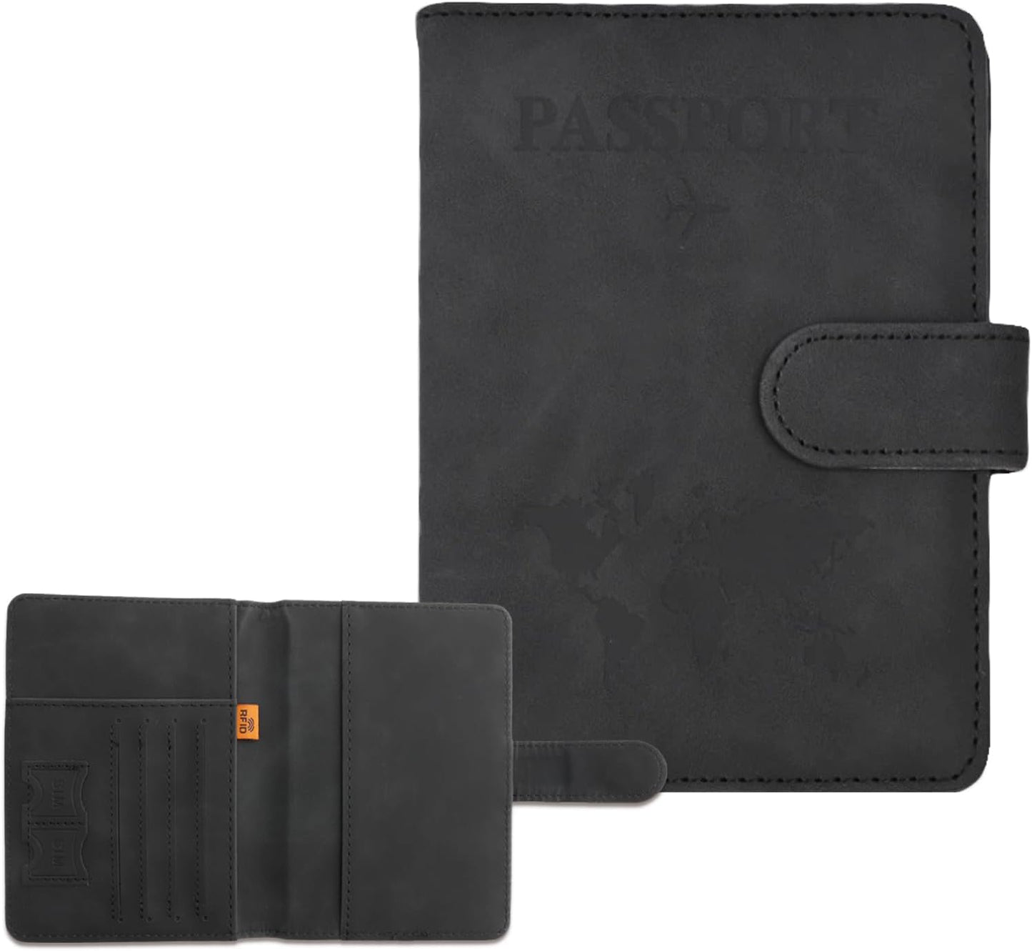 Passport Holder for Travel, RFID Passport Holder, Black Passport Cover Case, Passport Wallet PU Leather Passport Book Travel Wallet with Card Holder Travel Must Haves Accessories for Women and Men