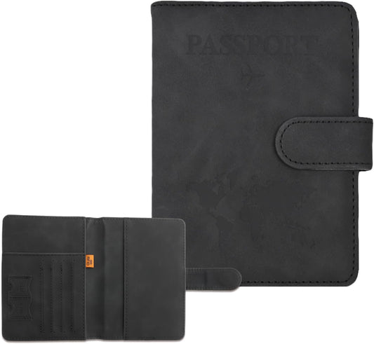 Passport Holder for Travel, RFID Passport Holder, Black Passport Cover Case, Passport Wallet PU Leather Passport Book Travel Wallet with Card Holder Travel Must Haves Accessories for Women and Men