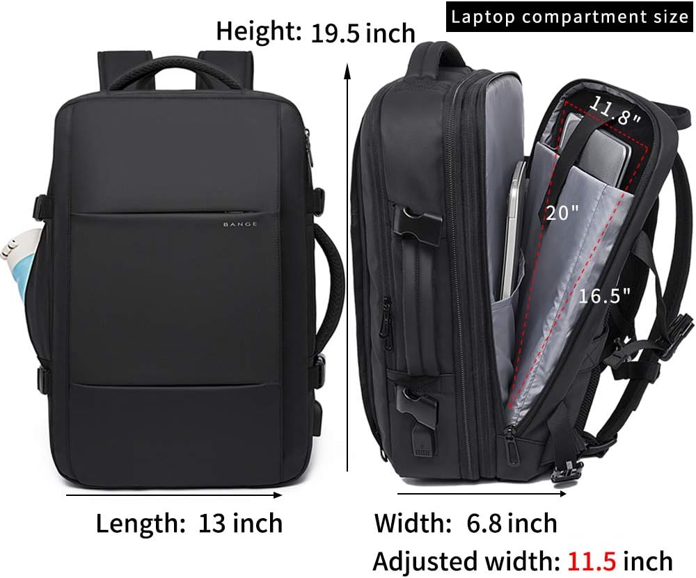BANGE 45L Expandable Backpack, Water Resistant, Suitable for Travel, College Laptop Backpack for Men & Women