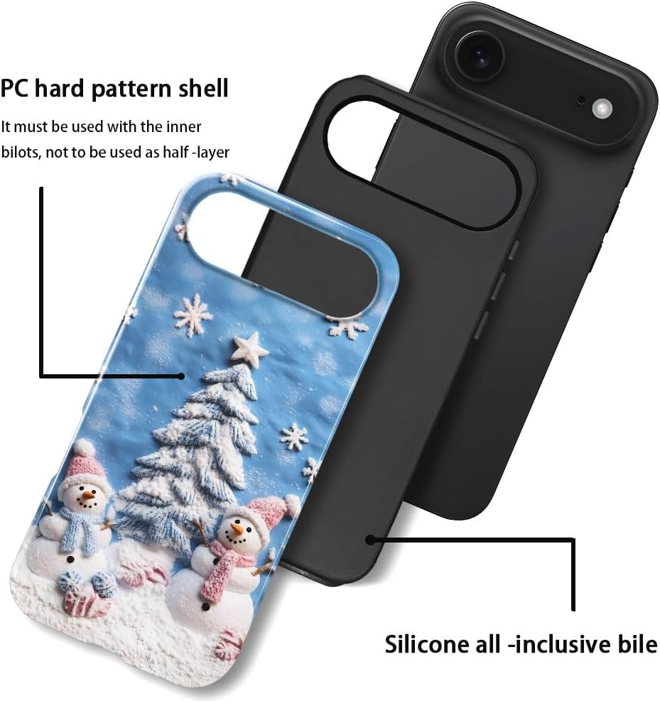 Case for iPhone 17 Air - Slim Fit Anti-Scratch Phone Case for Girl Women - Snowman Winter Christmas Tree (Glossy)