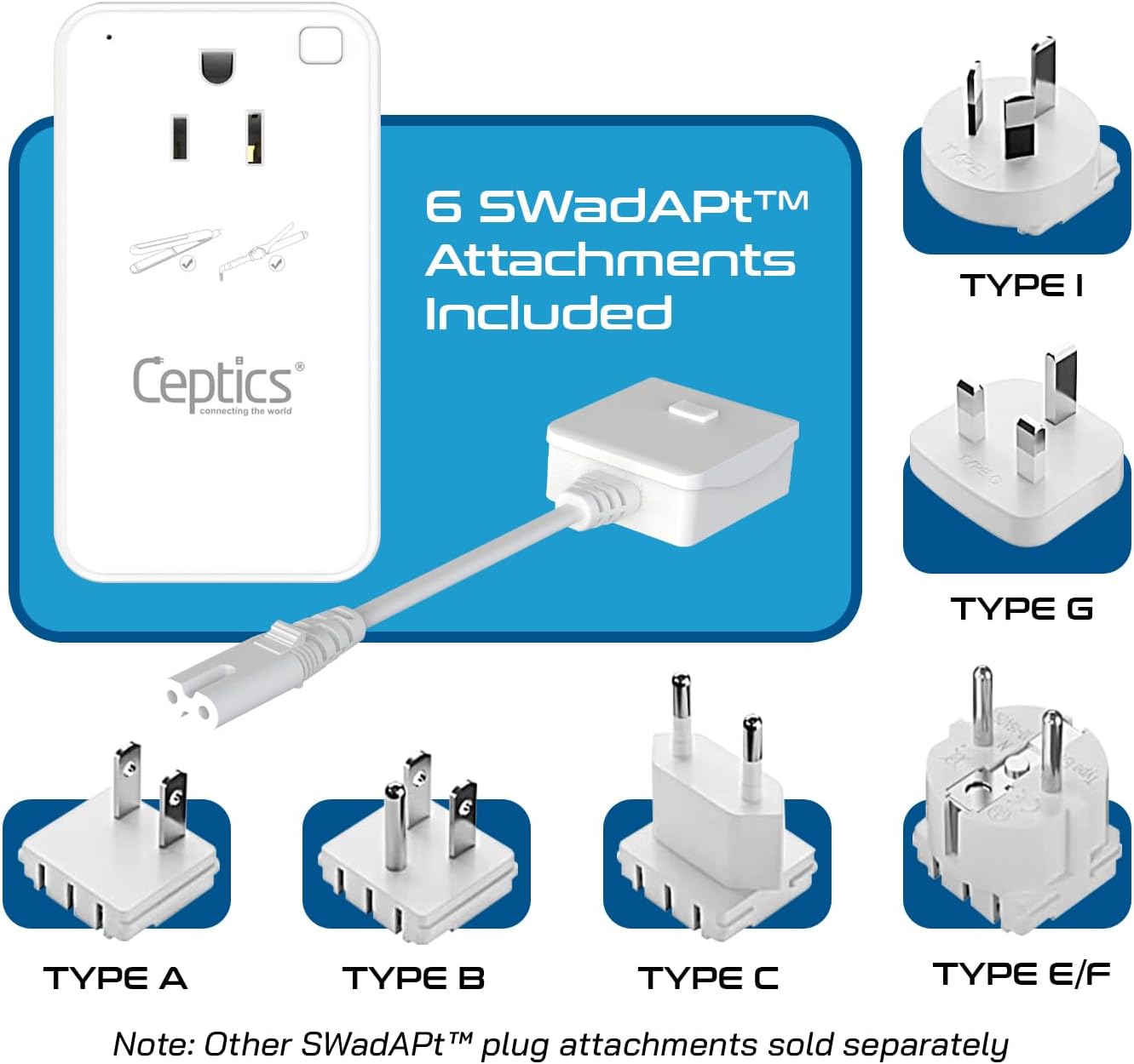 Ceptics Step Down Voltage Converter US to Europe - 200W Convert 220V to 110V for Curling Iron