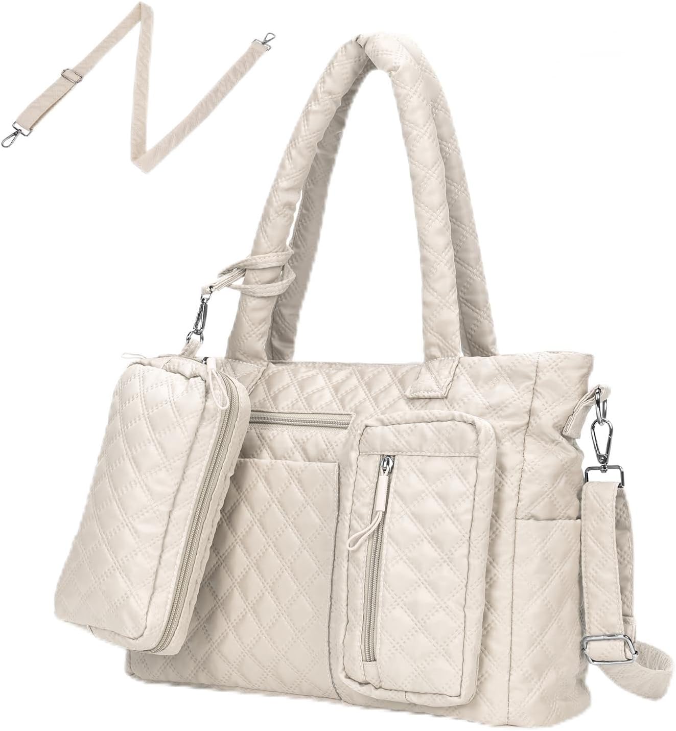 Tote Bag for Women Purses and Weekender Bags Quilted Shoulder Bags 2PCS with Zipper